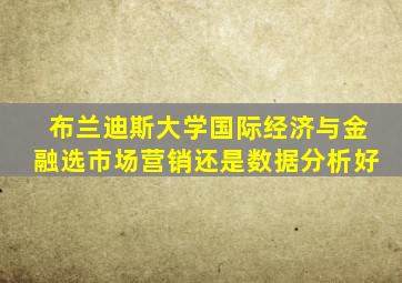 布兰迪斯大学国际经济与金融选市场营销还是数据分析好